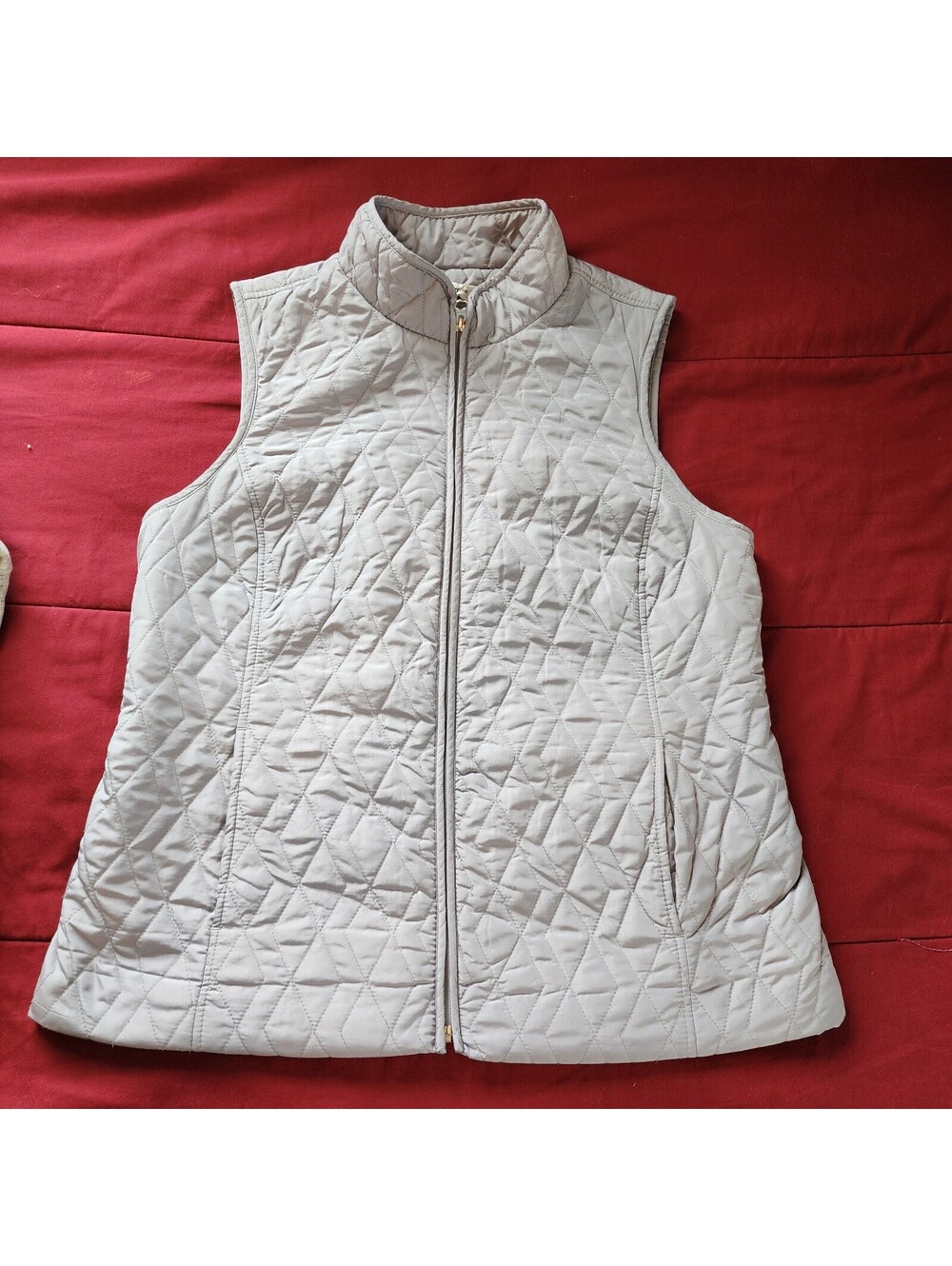 Croft & Barrow M Gray Quilted Zip Vest Sleeveless Pockets Lightweight Lined